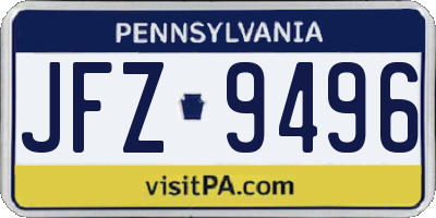 PA license plate JFZ9496