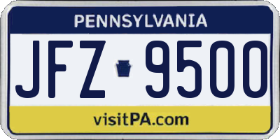 PA license plate JFZ9500