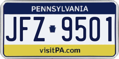 PA license plate JFZ9501