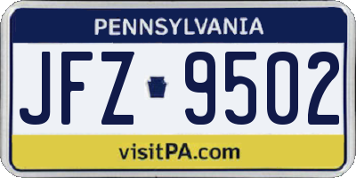 PA license plate JFZ9502