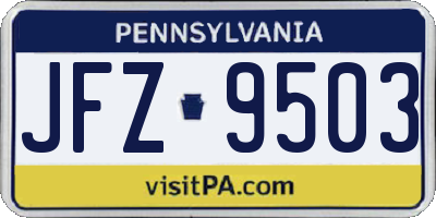 PA license plate JFZ9503