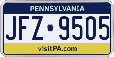 PA license plate JFZ9505