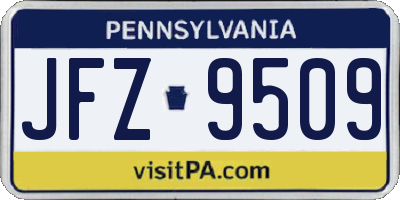 PA license plate JFZ9509