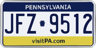 PA license plate JFZ9512