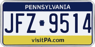 PA license plate JFZ9514