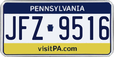 PA license plate JFZ9516