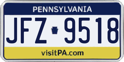PA license plate JFZ9518
