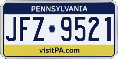 PA license plate JFZ9521