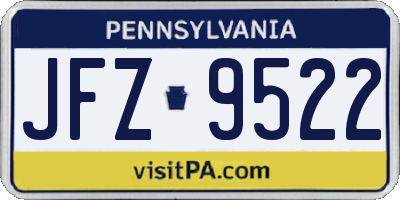PA license plate JFZ9522