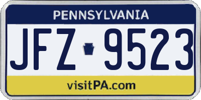 PA license plate JFZ9523