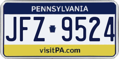 PA license plate JFZ9524