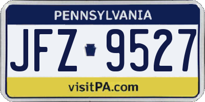 PA license plate JFZ9527