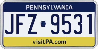 PA license plate JFZ9531