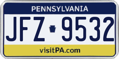 PA license plate JFZ9532
