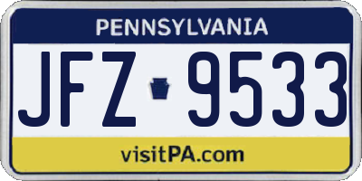 PA license plate JFZ9533