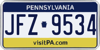 PA license plate JFZ9534