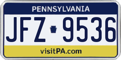 PA license plate JFZ9536
