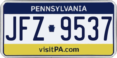 PA license plate JFZ9537