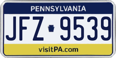 PA license plate JFZ9539