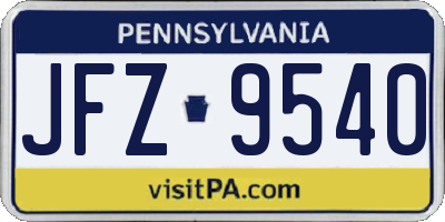 PA license plate JFZ9540