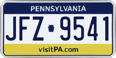 PA license plate JFZ9541