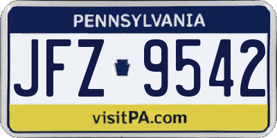 PA license plate JFZ9542
