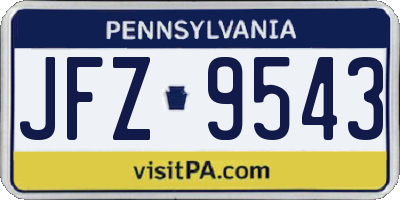 PA license plate JFZ9543