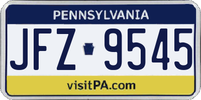 PA license plate JFZ9545