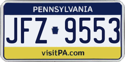 PA license plate JFZ9553