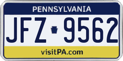 PA license plate JFZ9562