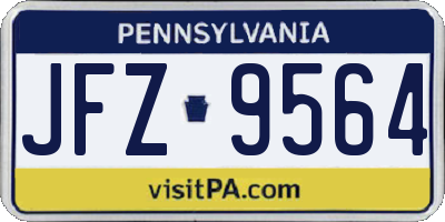 PA license plate JFZ9564