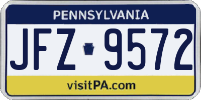PA license plate JFZ9572