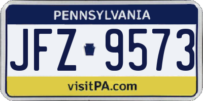 PA license plate JFZ9573