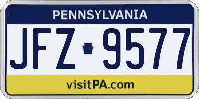 PA license plate JFZ9577