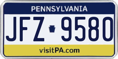 PA license plate JFZ9580