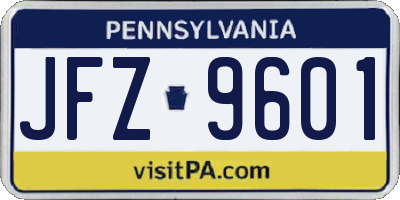 PA license plate JFZ9601