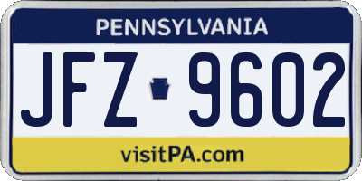 PA license plate JFZ9602