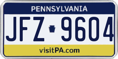 PA license plate JFZ9604