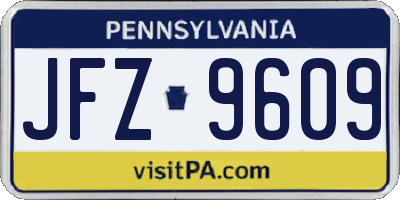 PA license plate JFZ9609