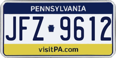 PA license plate JFZ9612