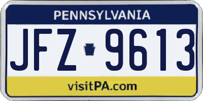 PA license plate JFZ9613