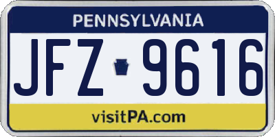 PA license plate JFZ9616
