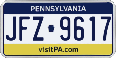 PA license plate JFZ9617