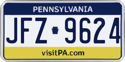 PA license plate JFZ9624