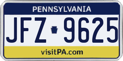 PA license plate JFZ9625