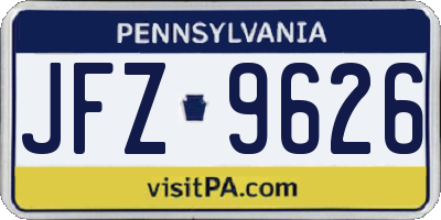 PA license plate JFZ9626