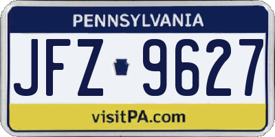 PA license plate JFZ9627