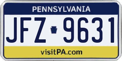 PA license plate JFZ9631