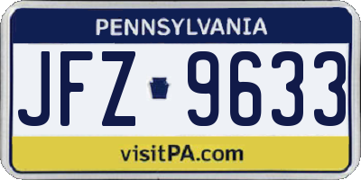 PA license plate JFZ9633