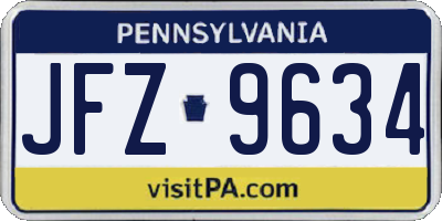 PA license plate JFZ9634